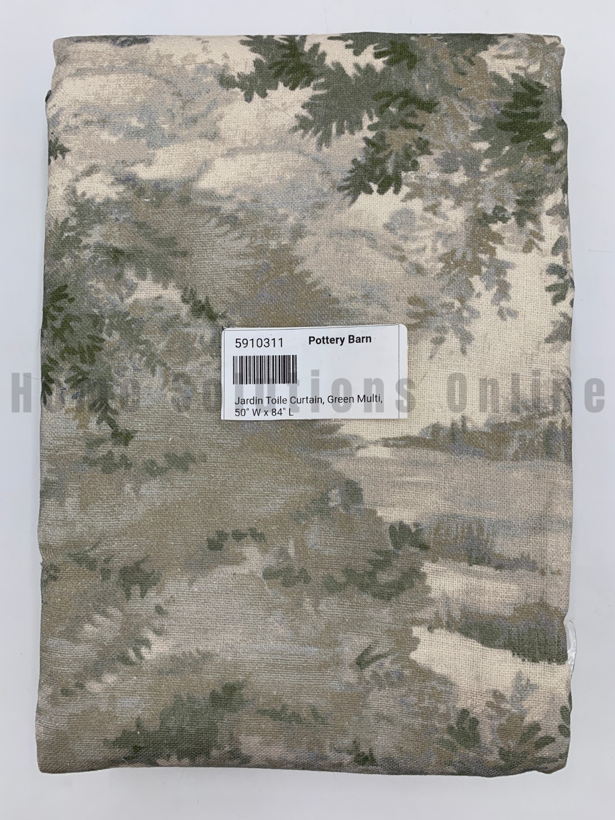 Pottery Barn Jardin Toile Floral Cotton Lined Curtain Green Multi 84″ #B1063