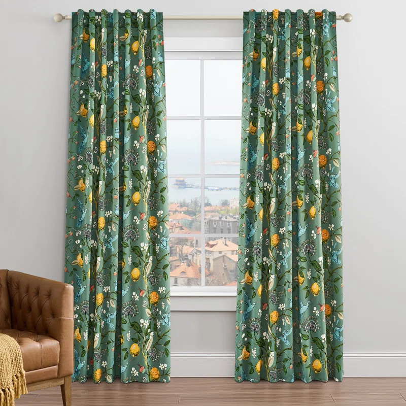 Blackout Curtain Panel pair Polyester Thermal Insulation Header Included