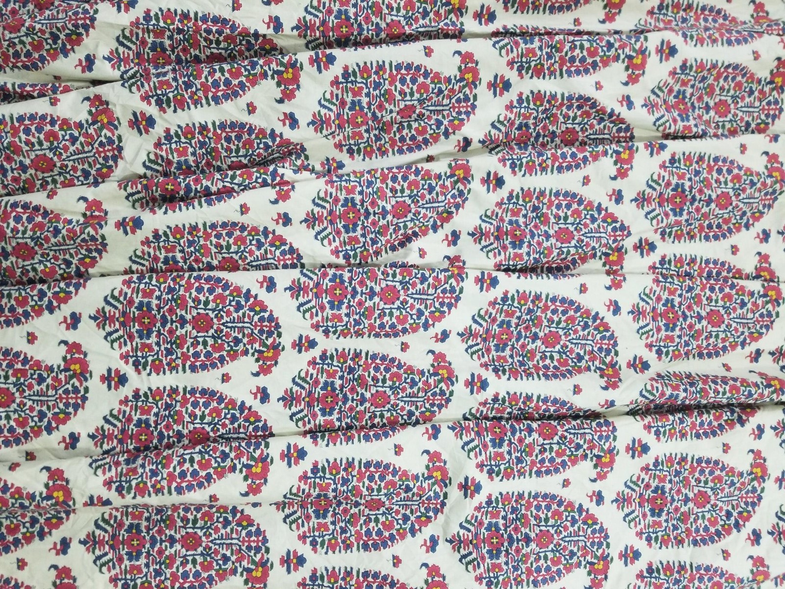 Vintage Traditional Indian Style Paisley Printed Curtain Panel 124x114in