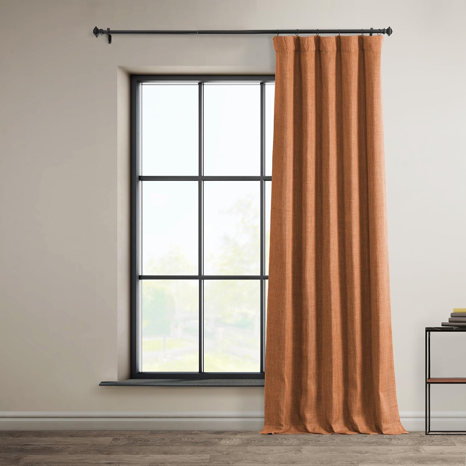 1 Panel Desert Orange 120″L x 50″W Linen Darkening Curtains For Living Room