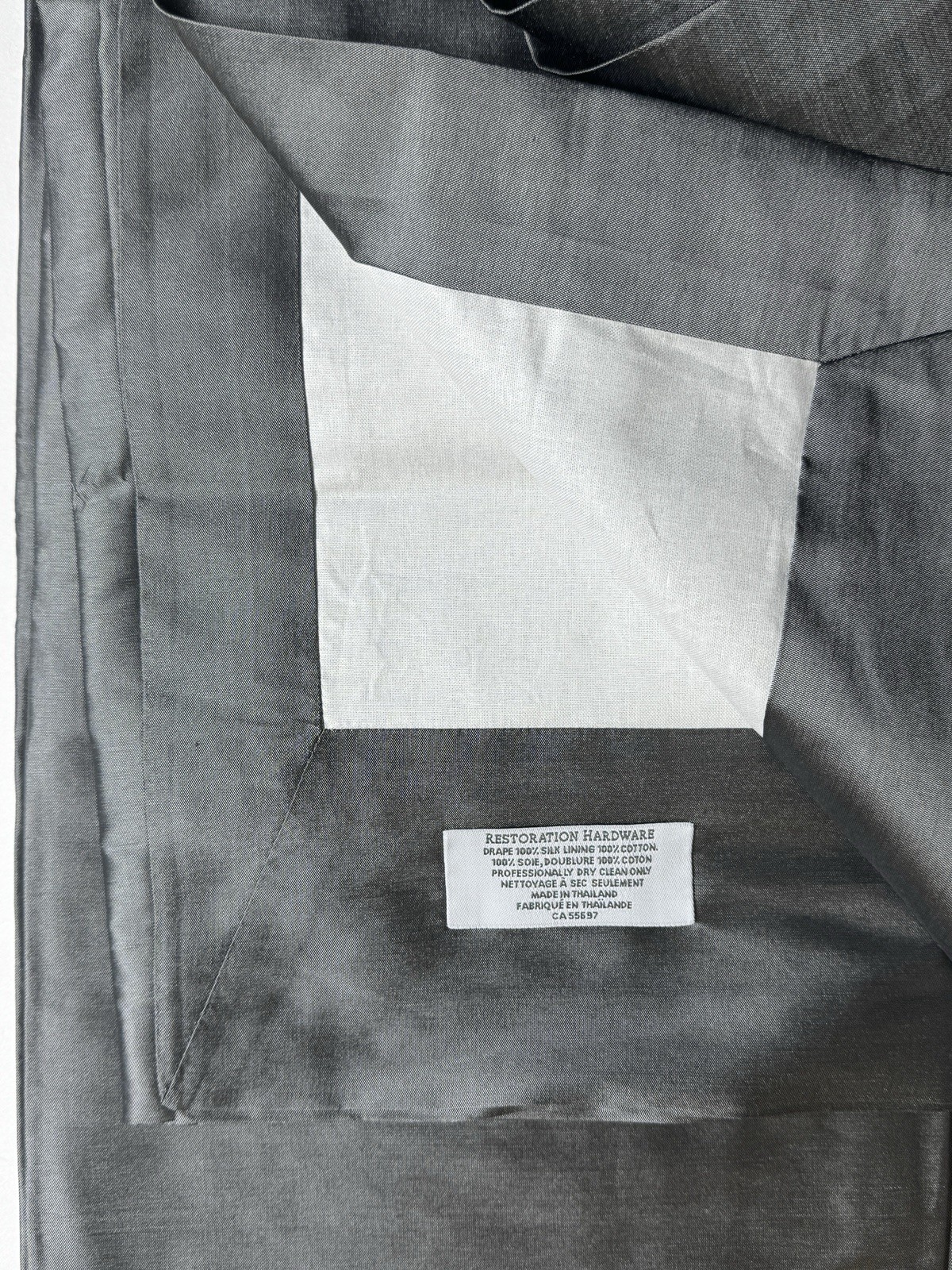 Restoration Hardware Thai Silk Solid Drapery RP 100″W x 120″L Nickel NEW $1,055