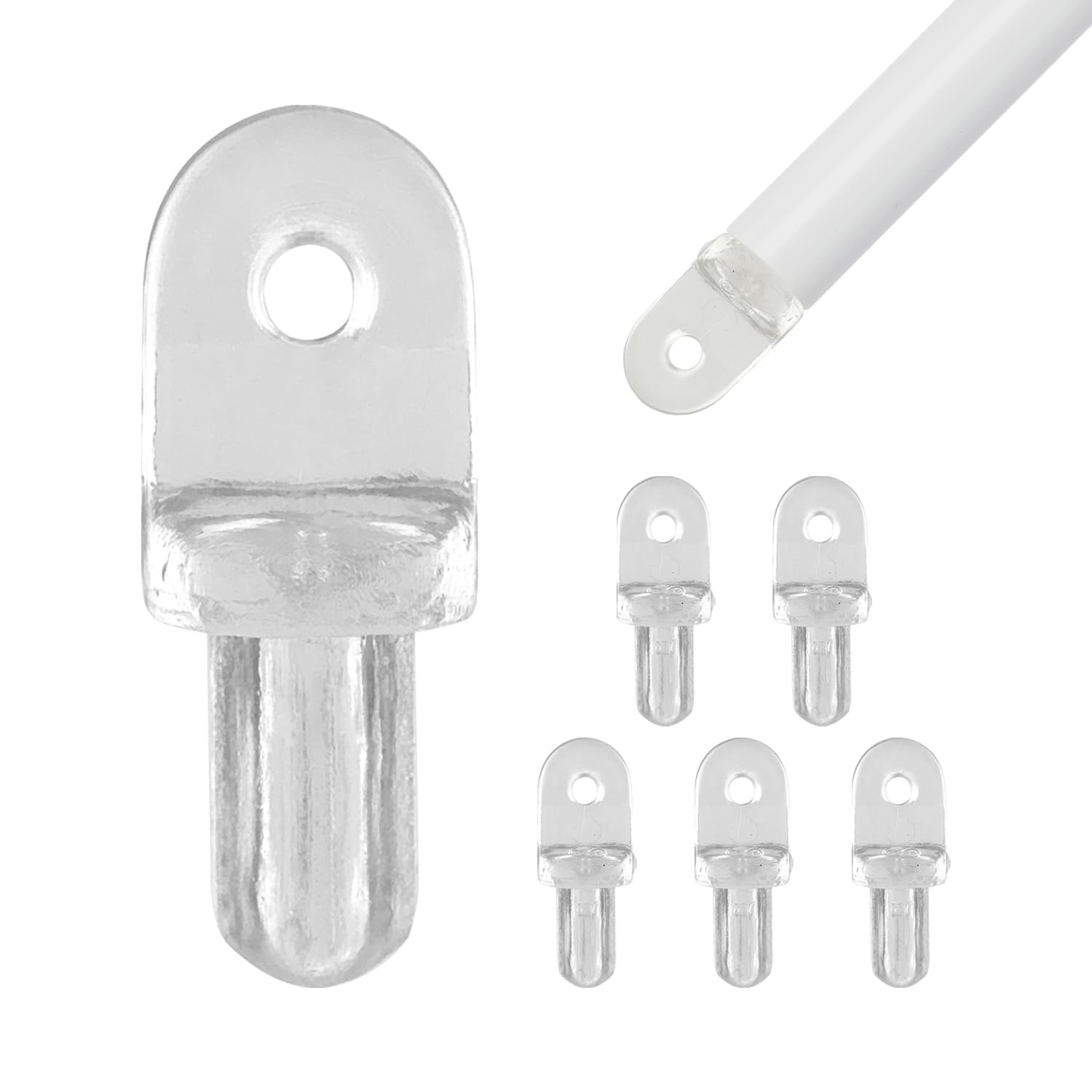 Amazing Drapery Hardware Wand Tip with Eyelet for Wood Wands, 6 6 pack, Clear