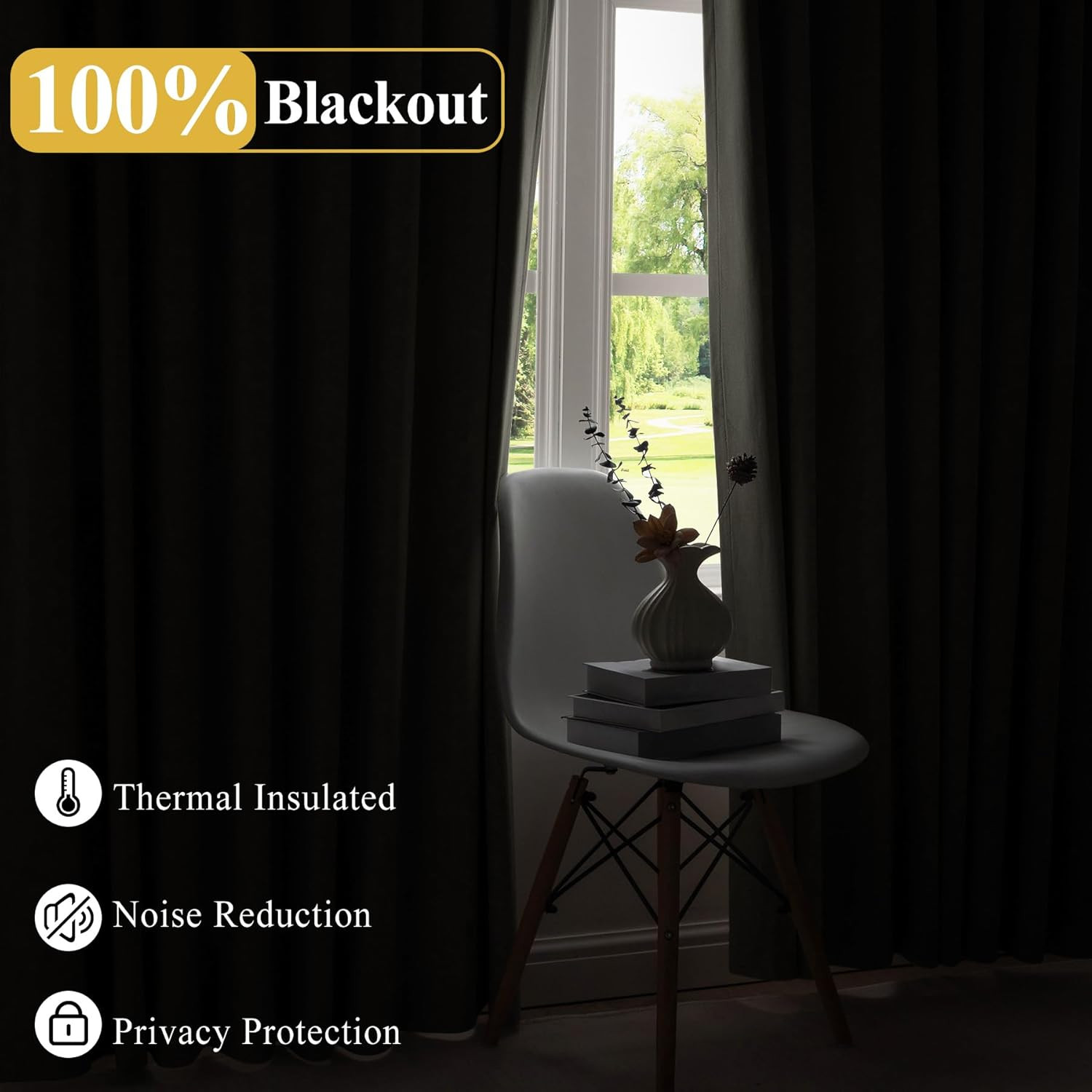 100% Blackout Curtains 84″ Long, Sand Beige, Pinch Pleated Drapes