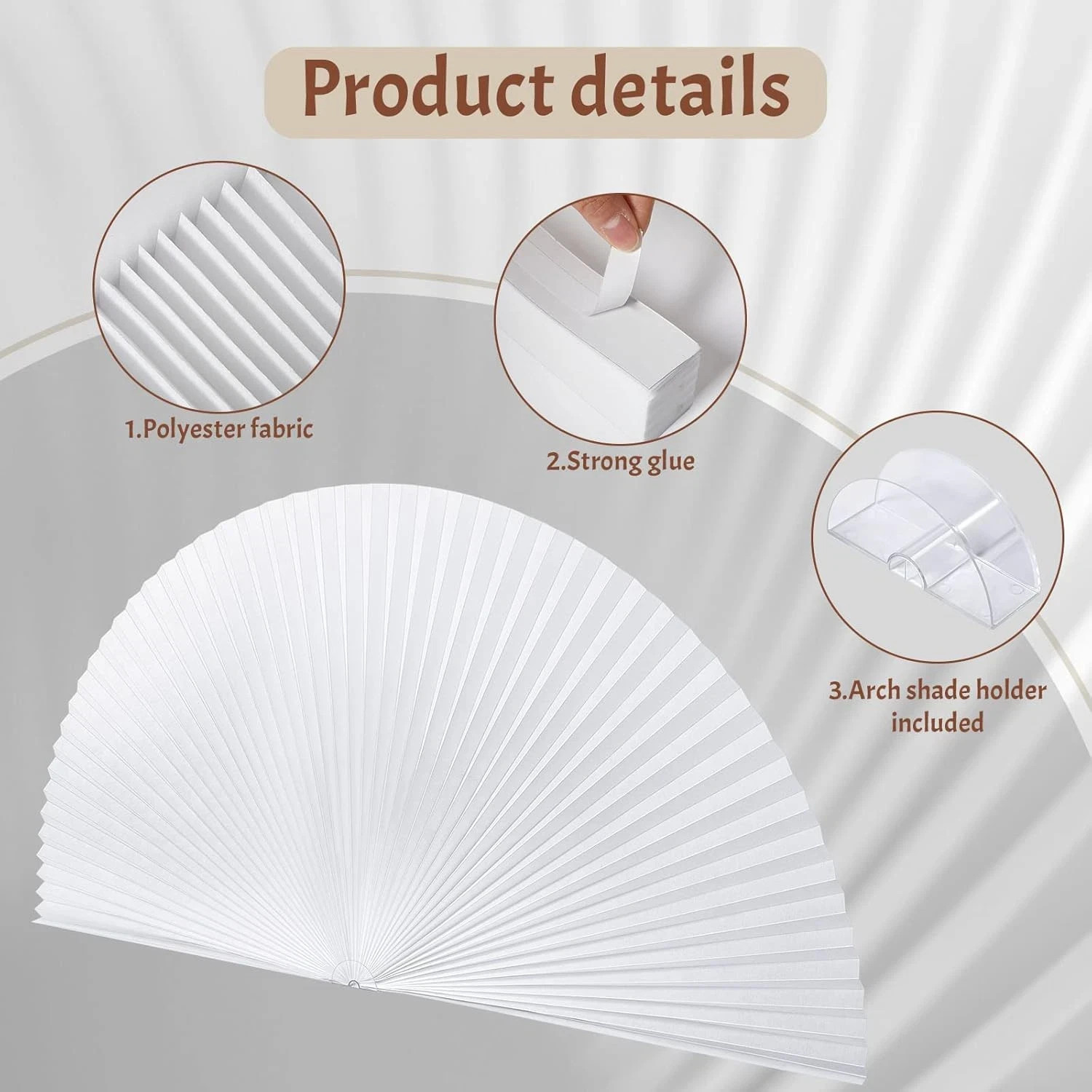 Half Moon Window Shade Half Circle Arch Window Blackout, Light Filtering Pleated