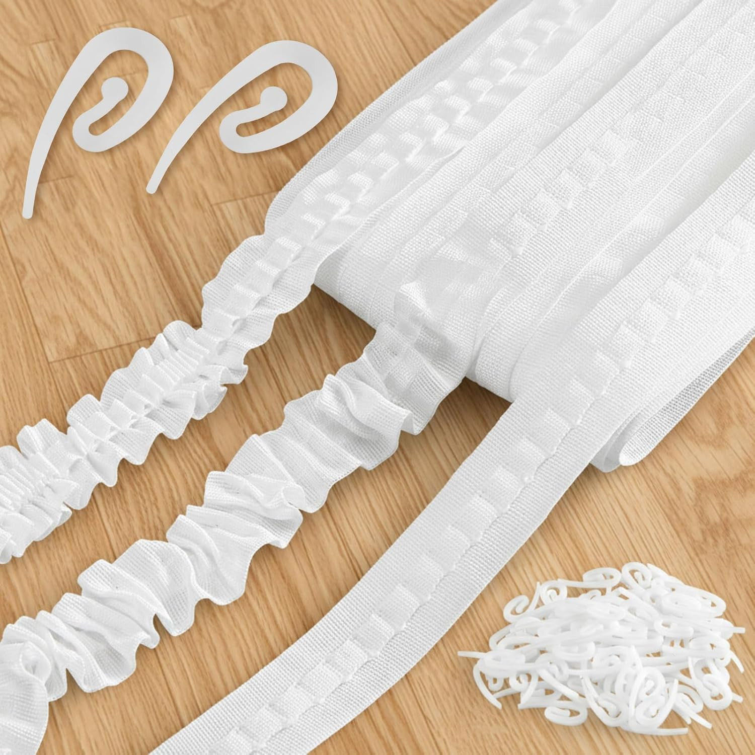 Curtain Pleat Tape 32.8 Yards with 150 Hooks, Pinch Pleat Drapery Tape for DI…