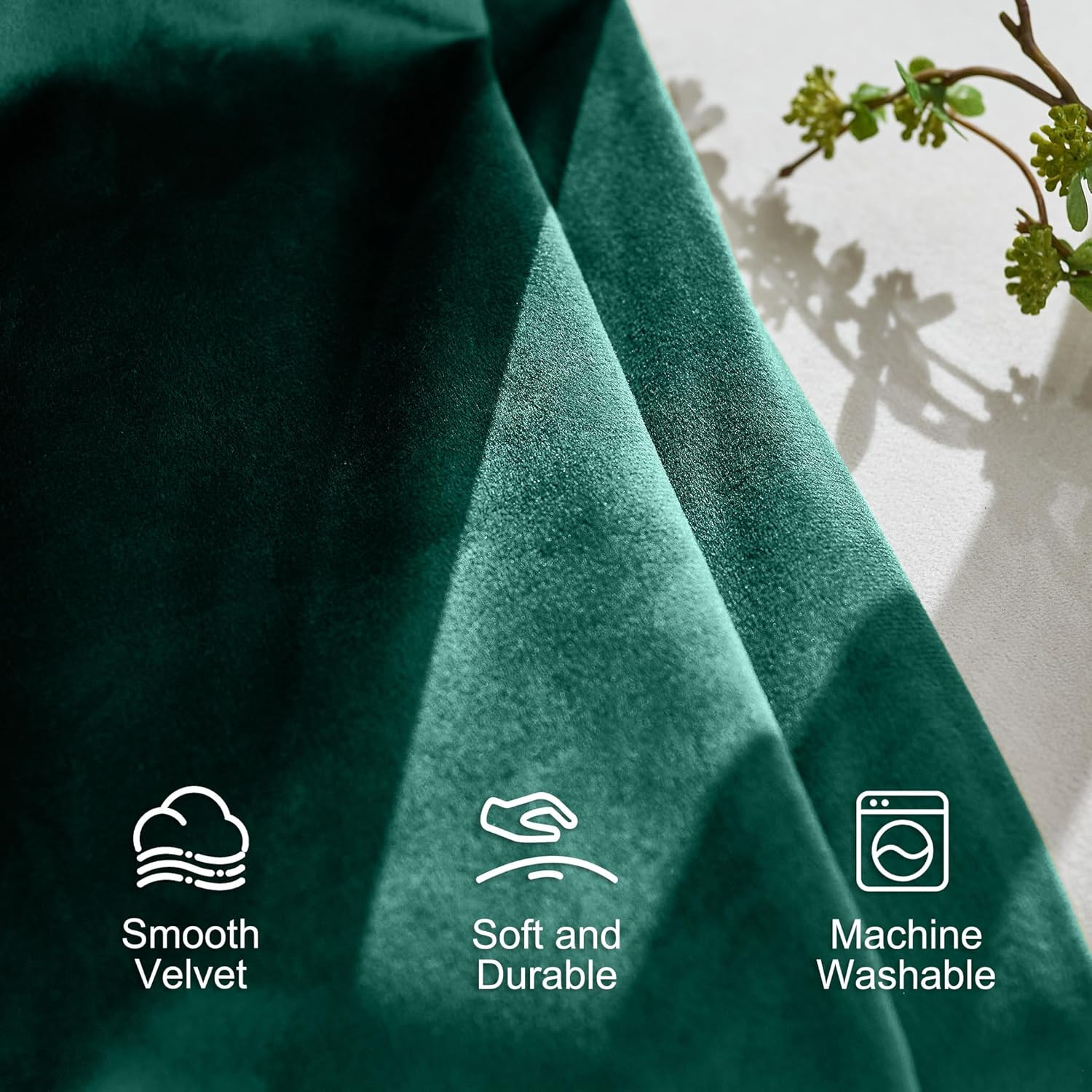 Emerald Green Velvet Room Darkening Curtains 84″ – 2 Panels for Home Decor