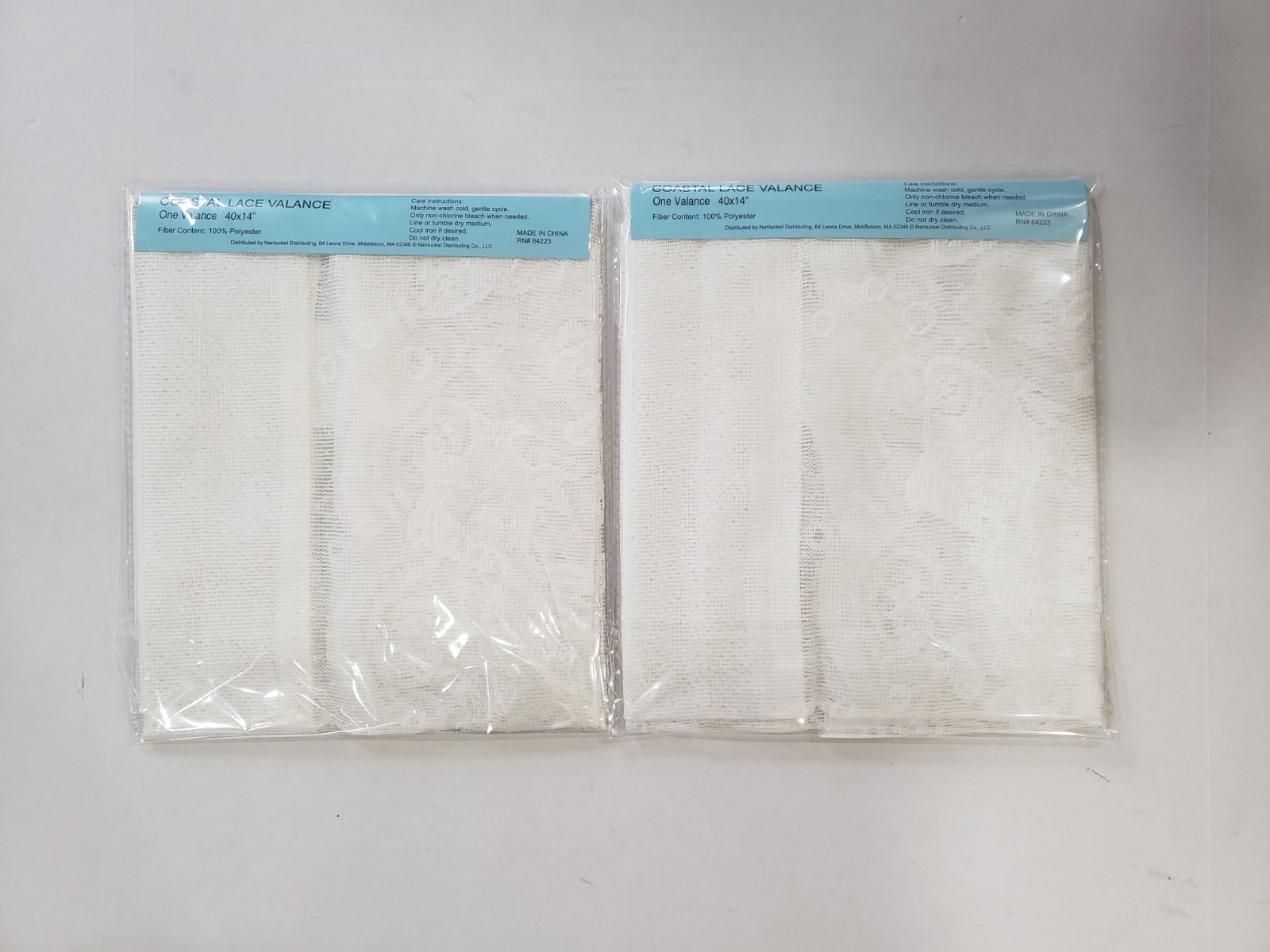 2 Vintage Seascape Coastal White Lace Window Valances by Nantucket New 40×14″