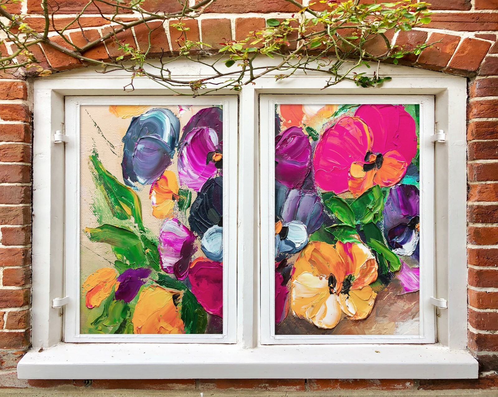 3D Orange Flower A168 Window Film Print Sticker Cling Stained Glass UV Zoe