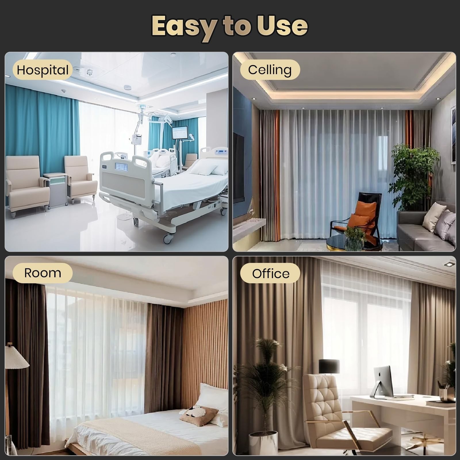 Silent Double Curtain Track Ceiling Mounted, Heavy-Duty Aluminum Room Divider…