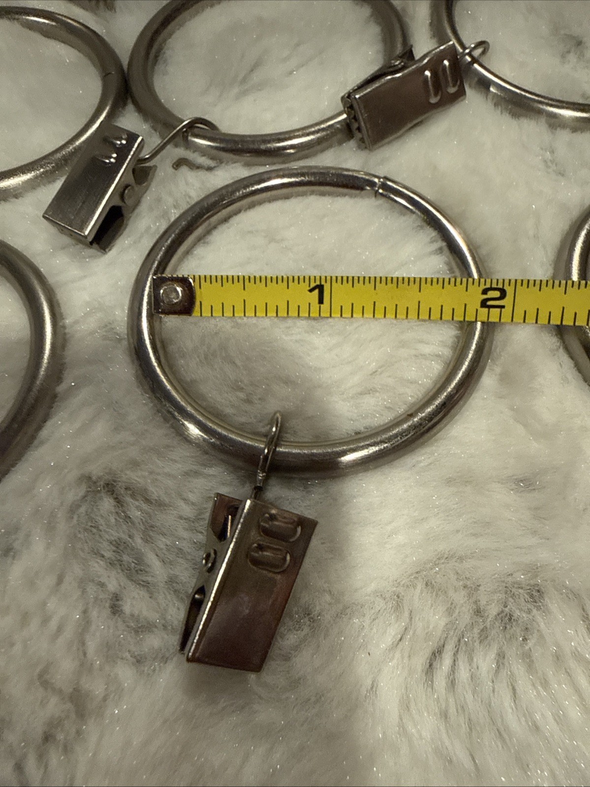 43 Curtain Rings with 2 1/4” Clips 1 3/4” Opening Silver Stainless Steel Hangers