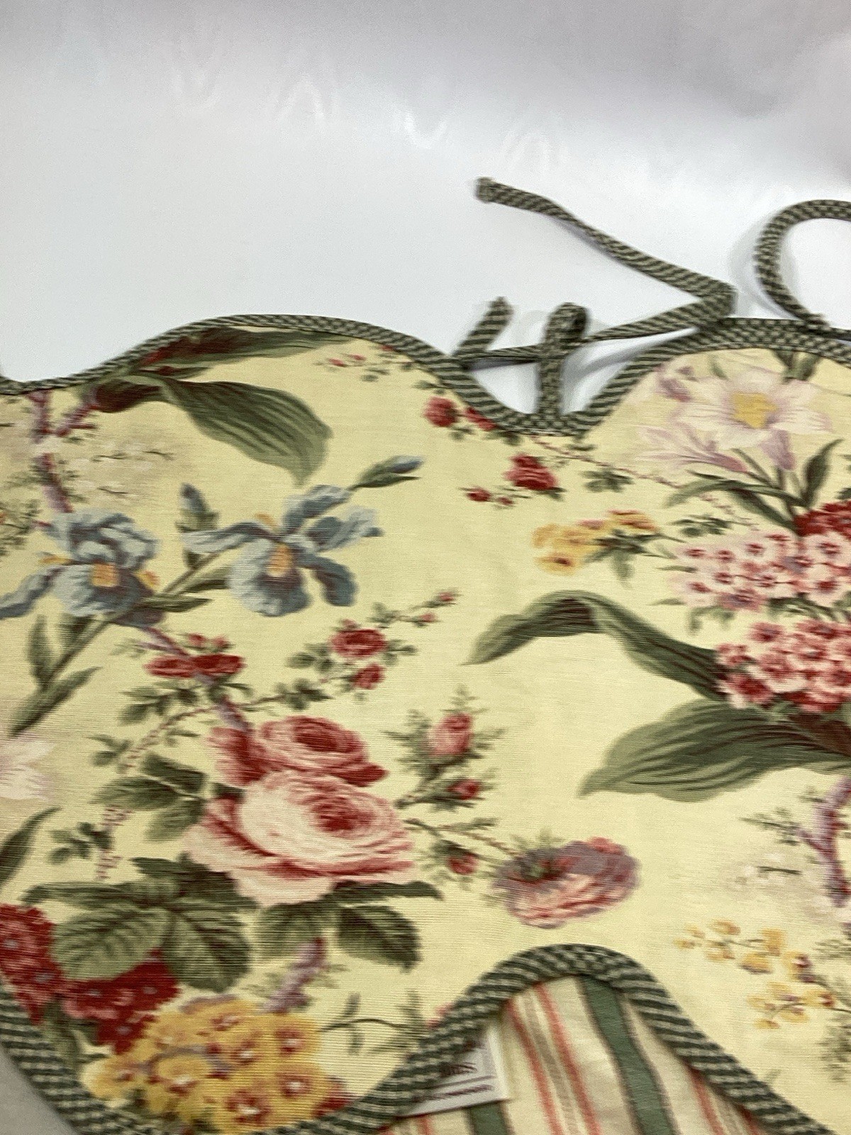 2 Waverly Devon Tie Top Valance Floral & Gingham 78”W 17″ L Dbl Scalloped RARE