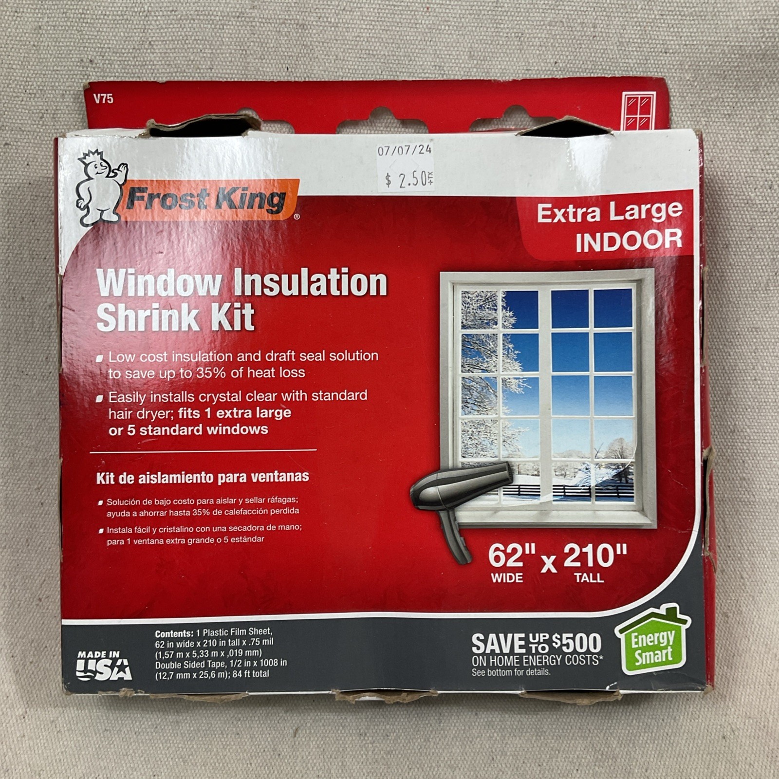 Frost King Extra Large Window Insulation Shrink Kit *Indoor* 62″ x 210″ #V75