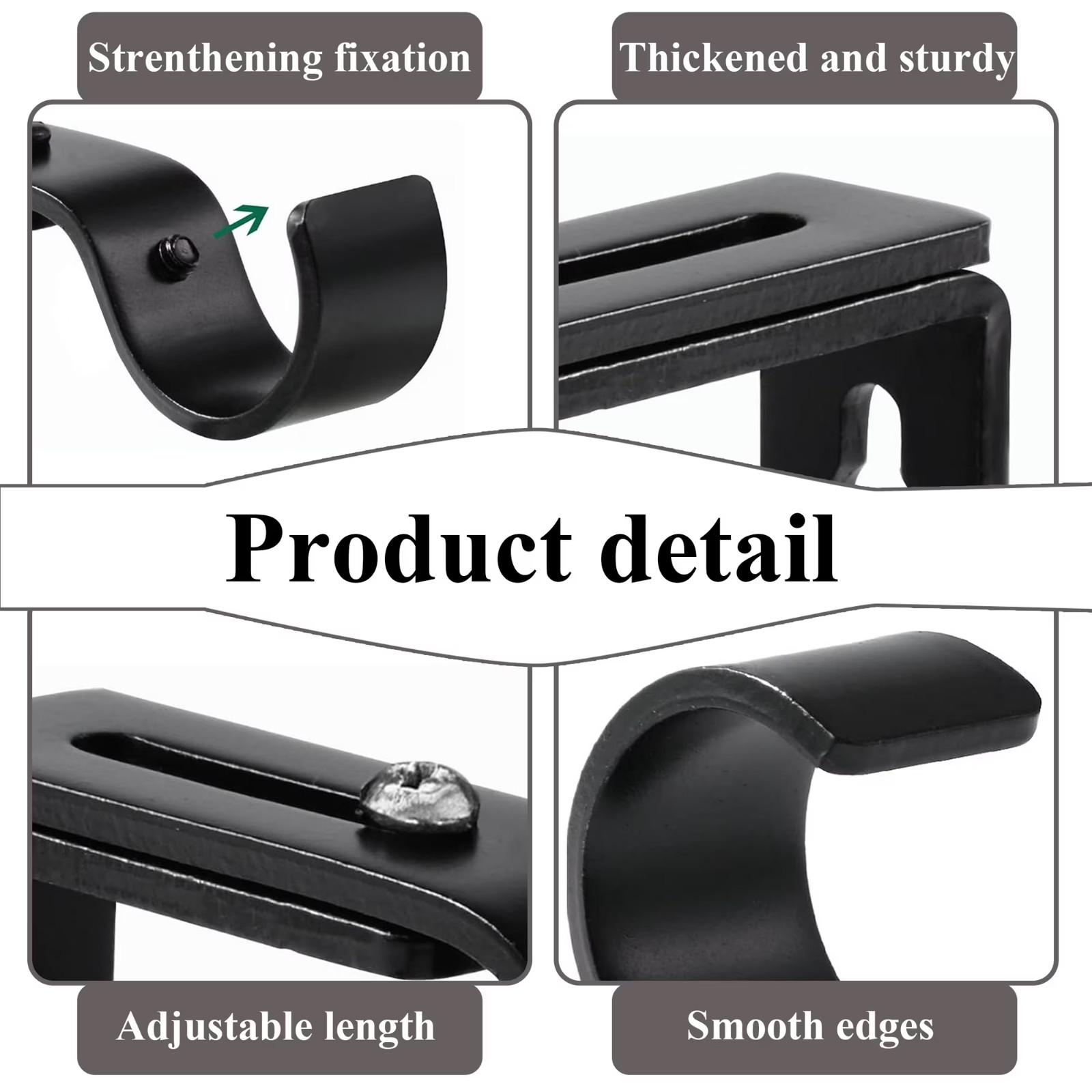 Yalumo 6 Pcs Adjustable Curtain Rod Brackets, Premium Rod Brackets for Wall Meta