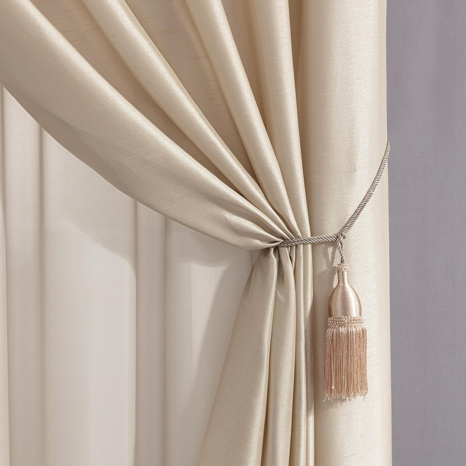 Chezmoi Collection Royale Jacquard Floral Curtain Set with Attached Valance