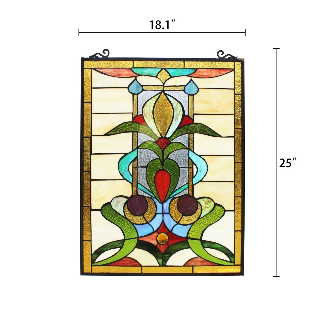 Stained Glass Window Panels Floral Modern Tiffany Style MATCHING PAIR Suncatcher