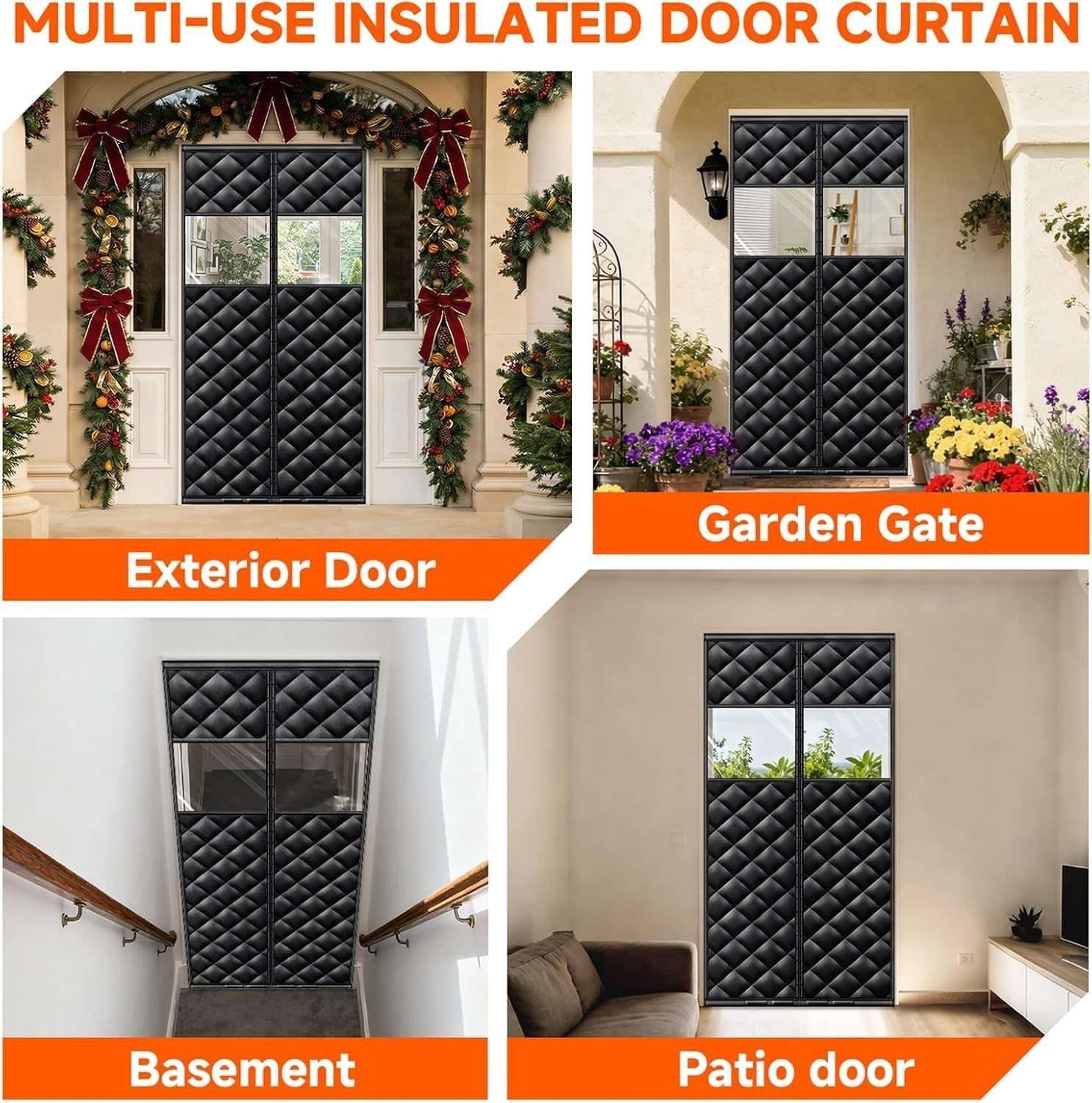 Upgraded Magnetic Thermal Insulated Door Curtain, Fit Door Size 36×80 in