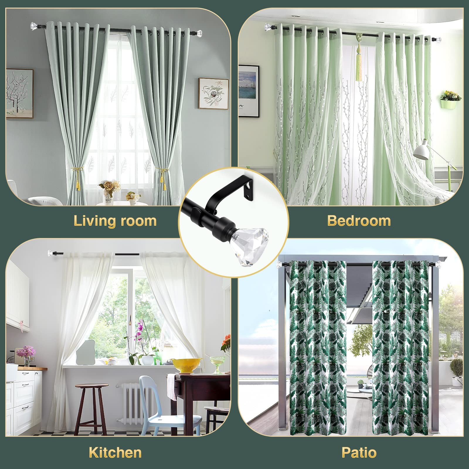 Lepushom 1 Pack Curtain Rods For Windows 30 To 68 Inches2.5-5.7 Feet 1 Inch