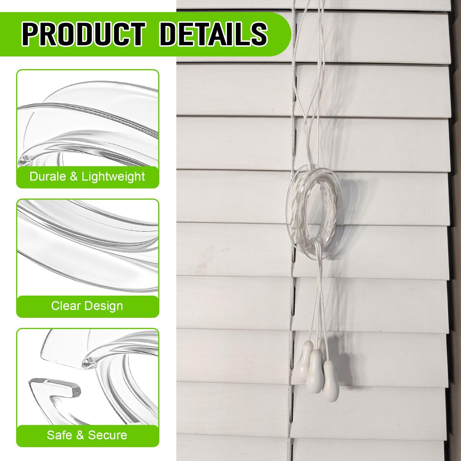 8 Pack Blind Cord Winder Safety Blind Cord Holder Clear Baby Proof Window Bli…