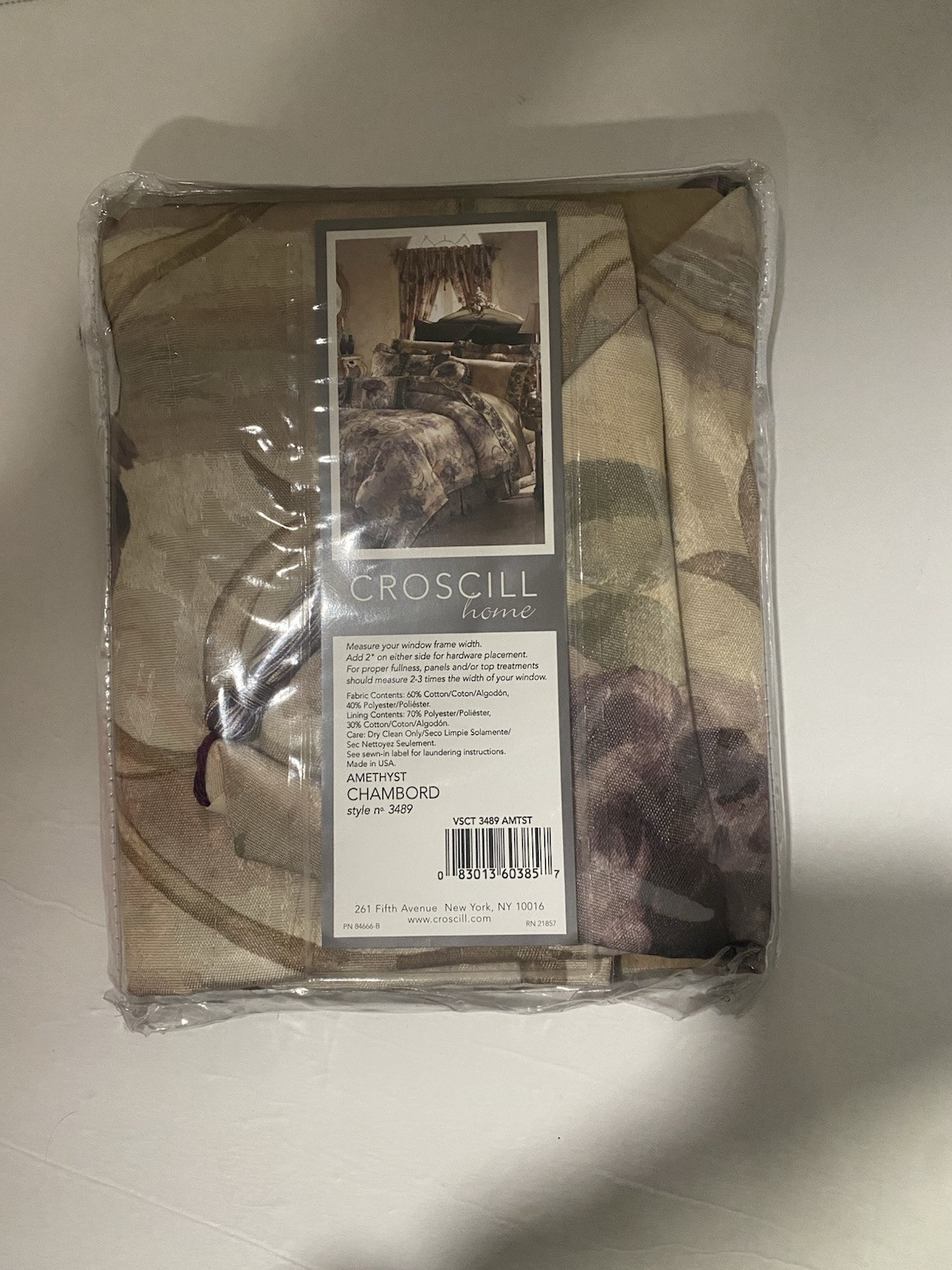 Croscill Home Ascot Single Valance With Tassel 40×25 Amethyst Chambord NEW