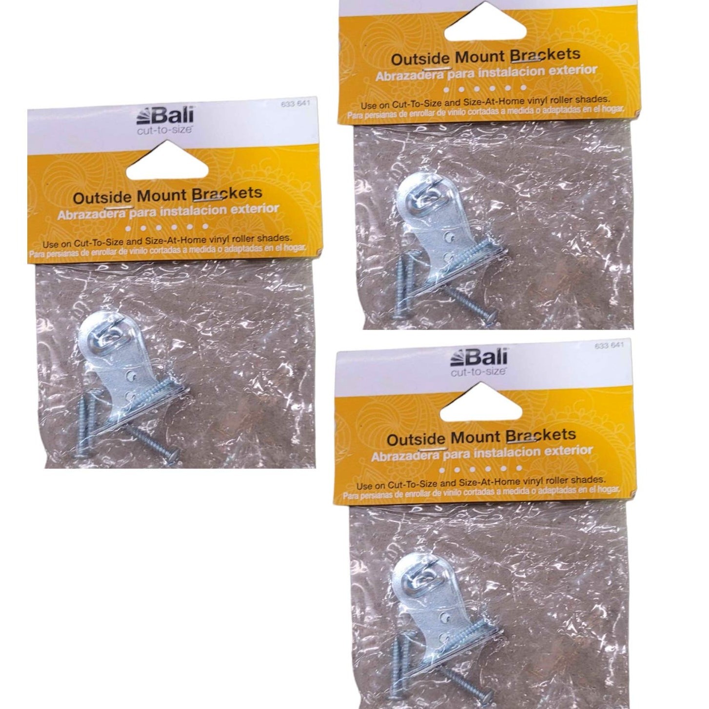 3 Packages- Outside Mount Roller Shade Brackets, NIP, 633641 + Free Shipping