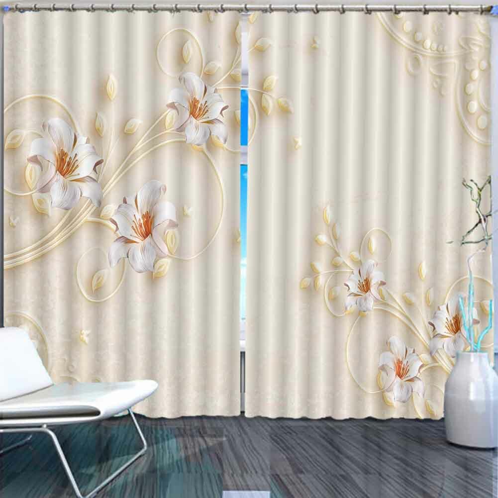 Flowers Big Many Leaves 3D Curtain Blockout Photo Printing Curtains Drape Fabric