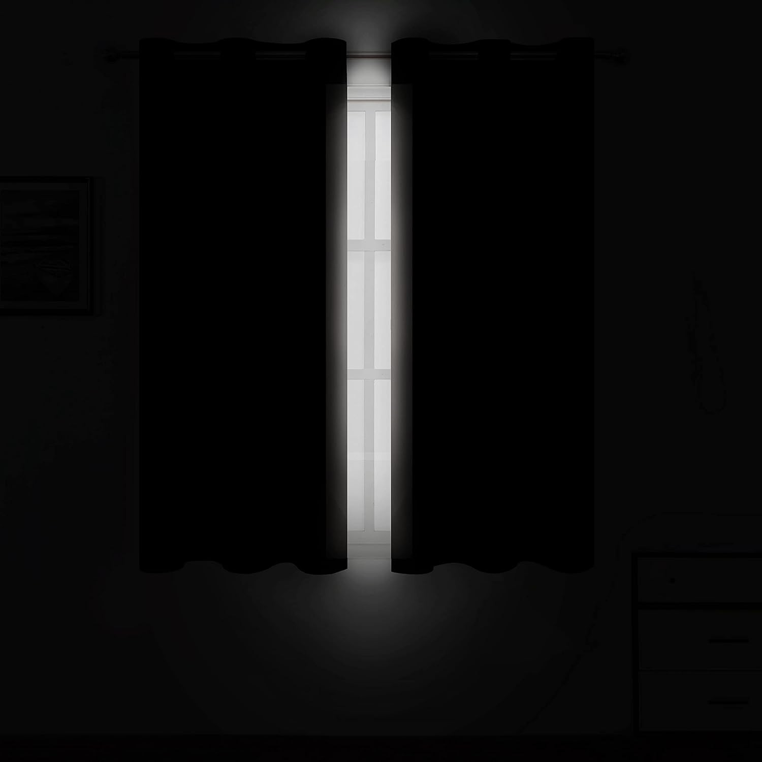 LEMOMO Light Beige Thermal Blackout Curtains/38 X 54 Inch/Set of 2 Panels Room D
