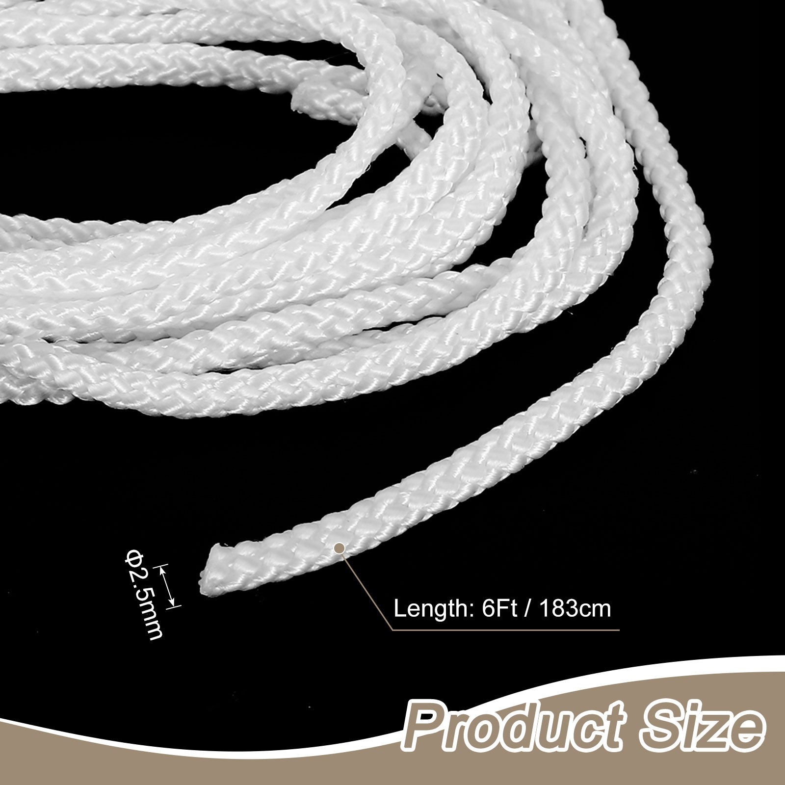 Cord Loop for Window Shades, 2.5mm 6Ft Window Blind Looped String, White