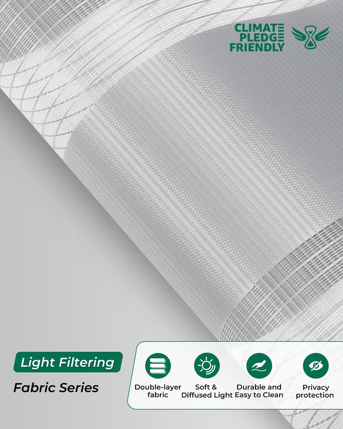 Motorized Zebra Blinds with Remote, Electric Dual-Layer Shades with Dry Battery-