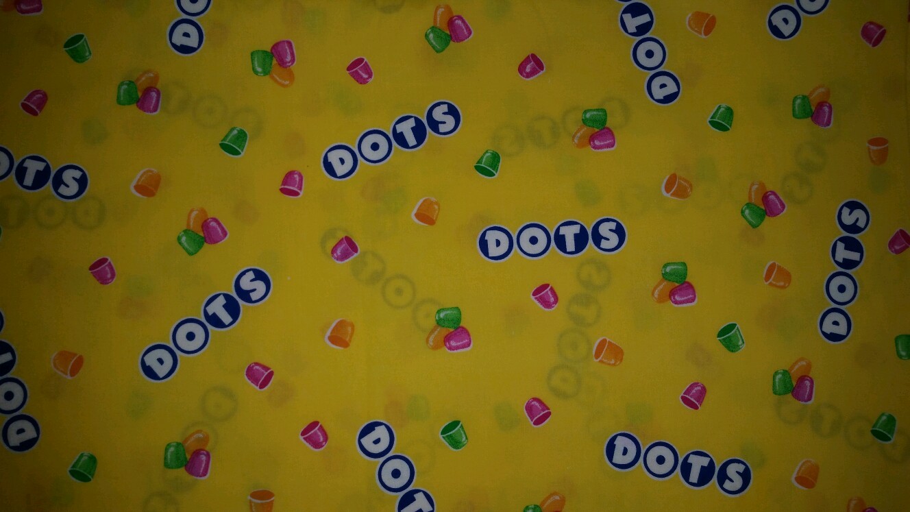 LINED WINDOW VALANCE 42X12 VINTAGE RETRO YELLOW DOTS MOVIE CANDY GUMMY CANDIES