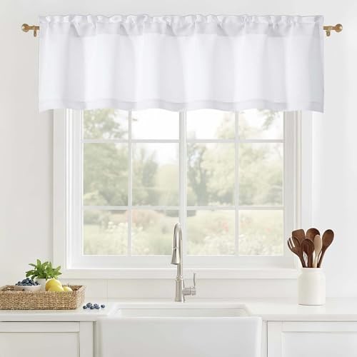 White Valance for Windows – Solid Light 60″W x 14″L (Pack of 1) Pure White