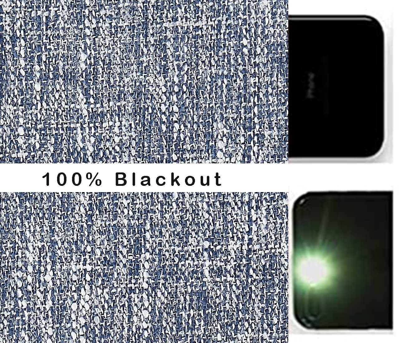 Central Park Navy Solid Full Blackout Curtain Heavy Linen Texture Window