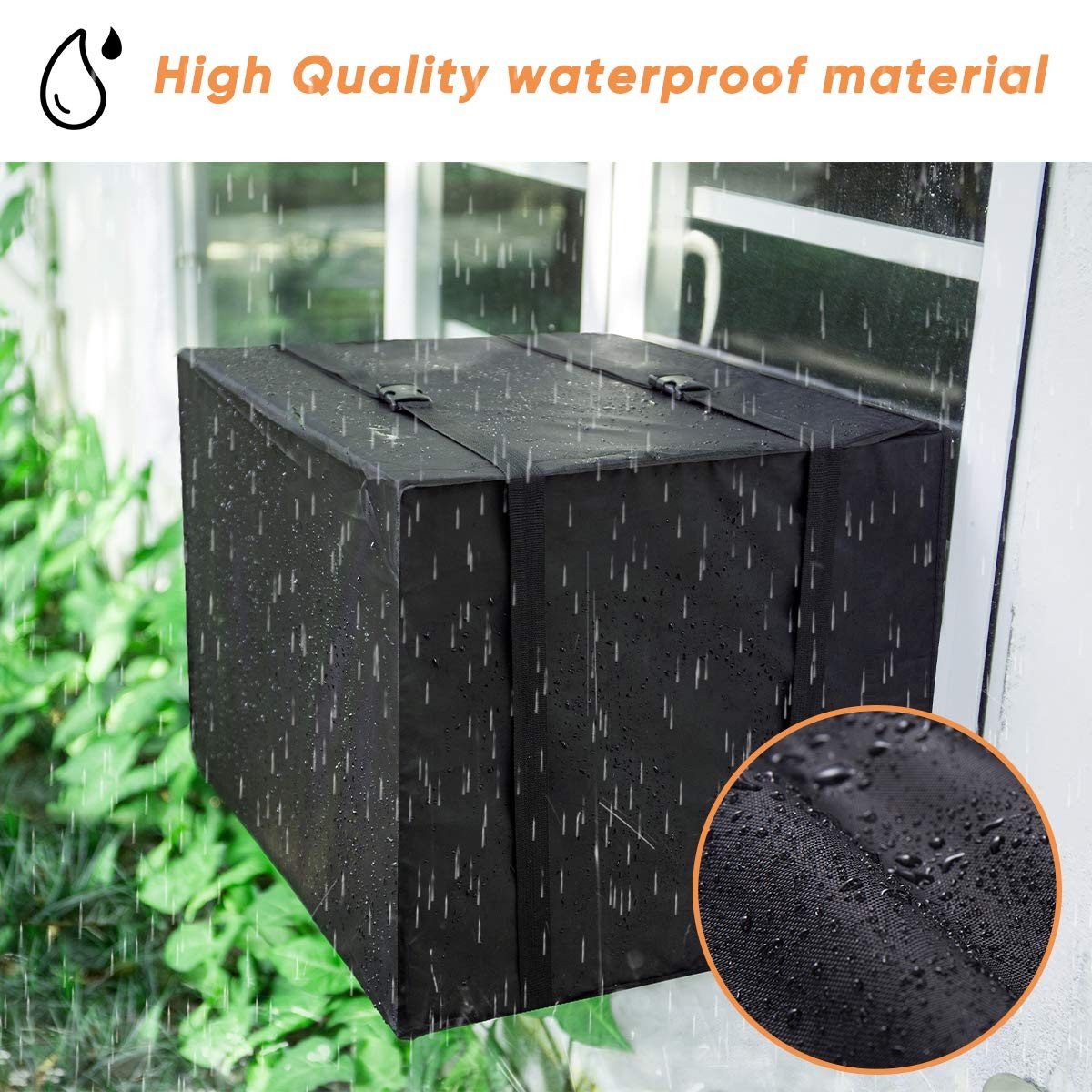 Black Waterproof Window AC Unit Cover 25.5Wx20.5Dx18H Insulation Protection