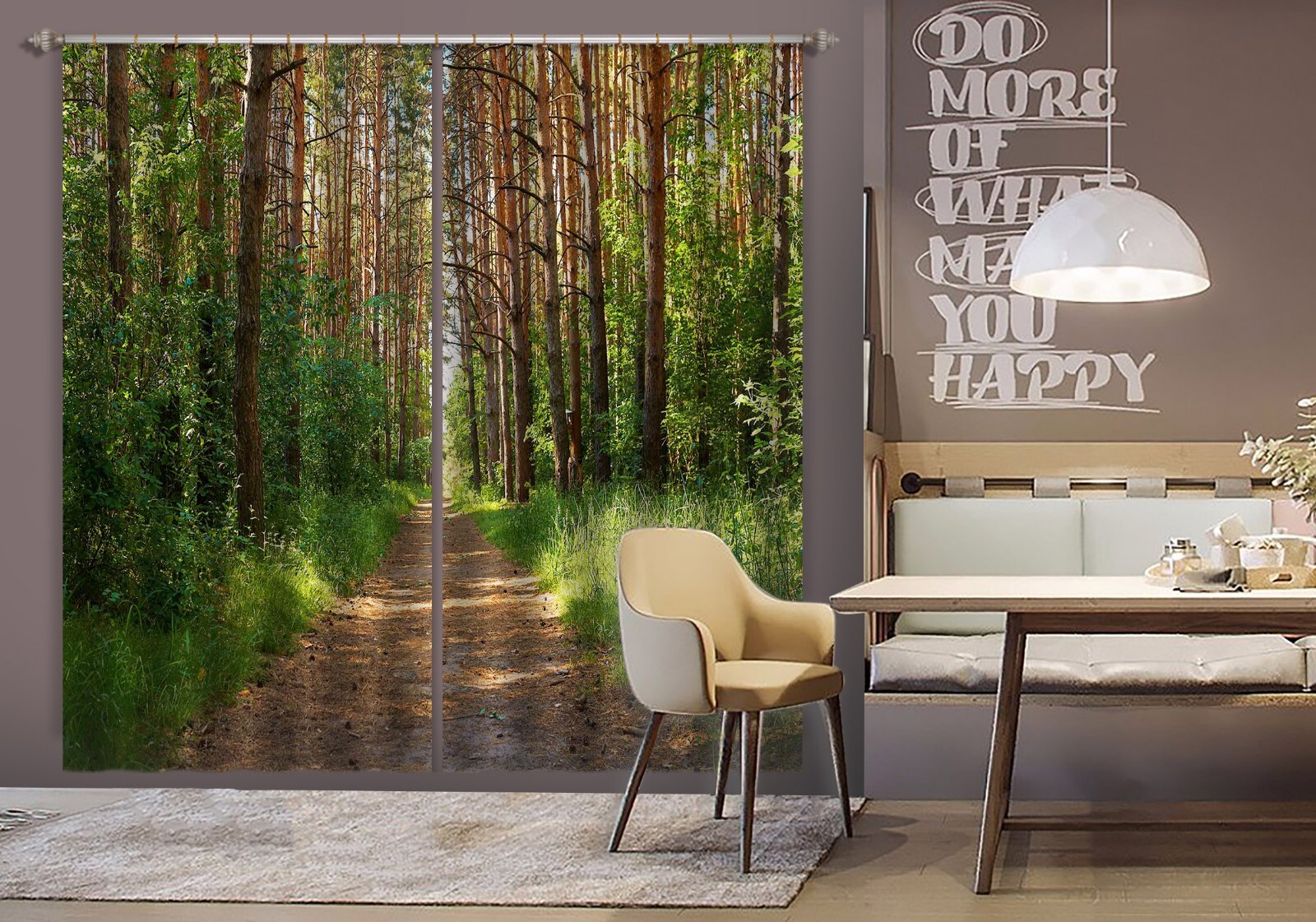 3D Green Forest Trees Path ZHUA441 Photo Curtain Window Blockout Fabric Amy 2023