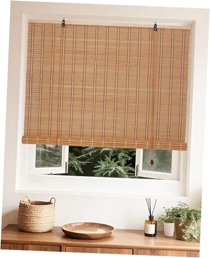 24″ W x 72″ H Bamboo Roller Blinds Sun Shade – Light Filtering 24″W x 72″H