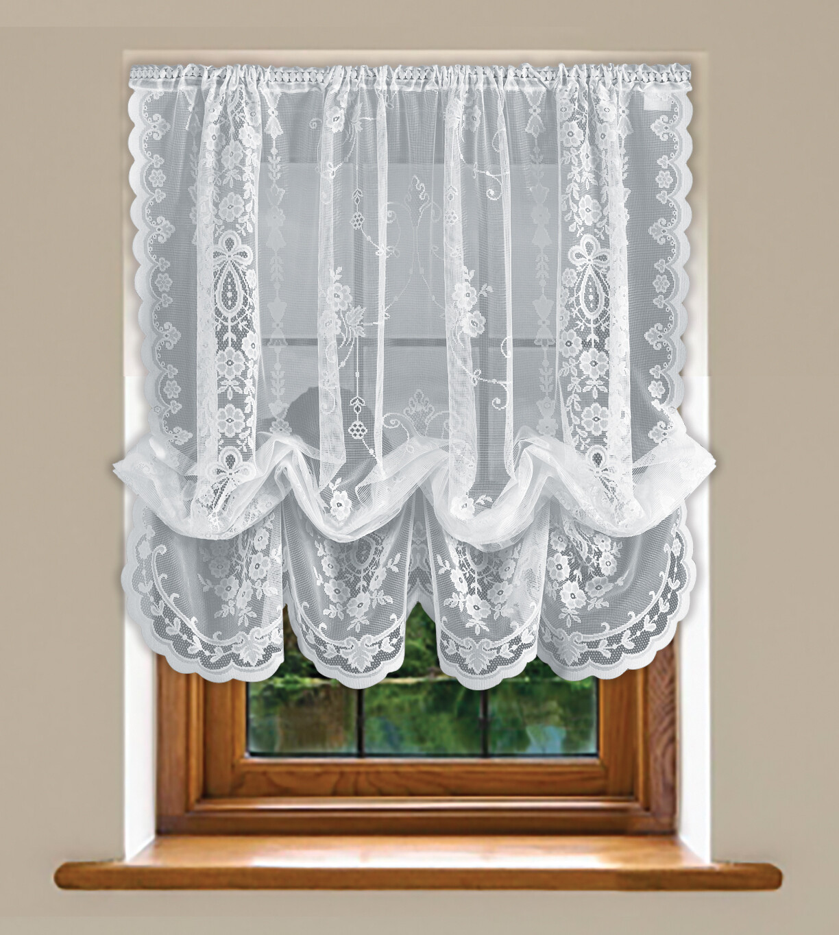 Victorian Damask Shabby Chic Floral Lace Window Curtain Panel Balloon Curtains