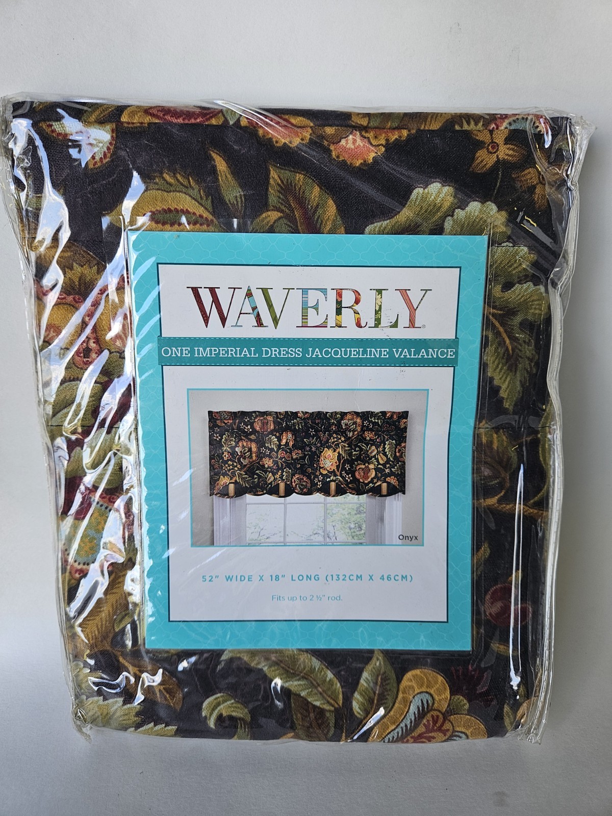 Waverly IMPERIAL DRESS Black Red ONYX Floral Modern VALANCE Farmhouse NEW 52×18