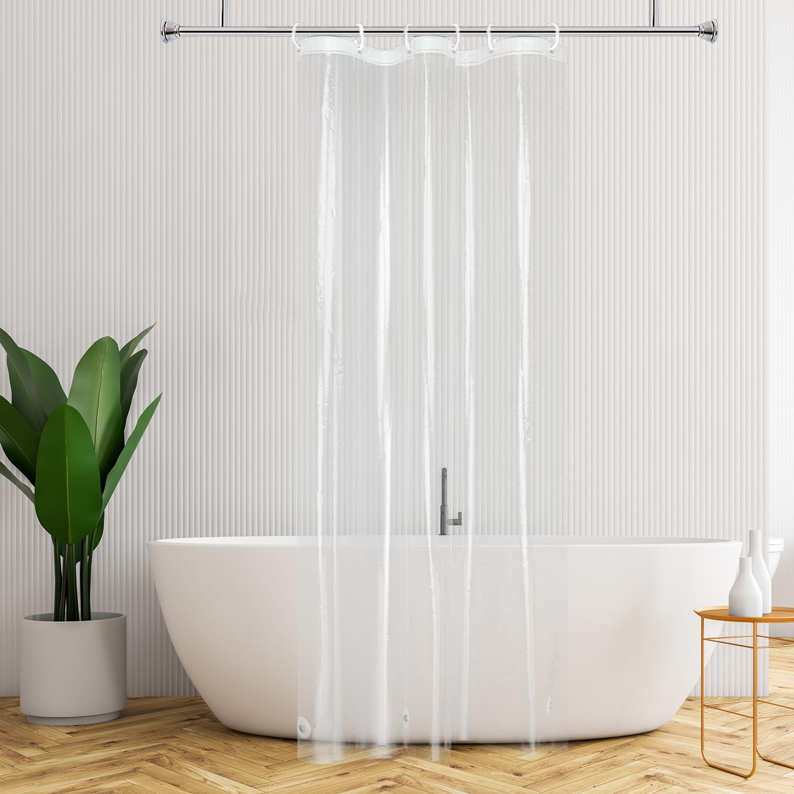 AooHome Stall Clear Plastic Shower Curtain 36″W x 72″L (Pack of 1),