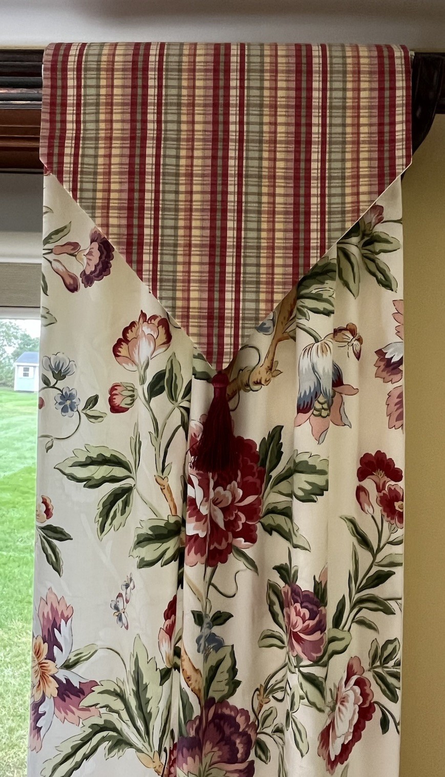 2 Two Plaid Triangular Window Curtain Toppers 13.5” W x 20” L Custom Sewn