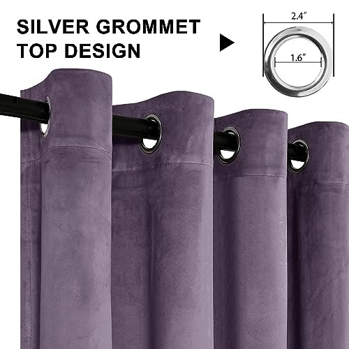 Purple Velvet Curtains 96 Inches Long, 52″W x 96″L (Pack of 2) Lavender