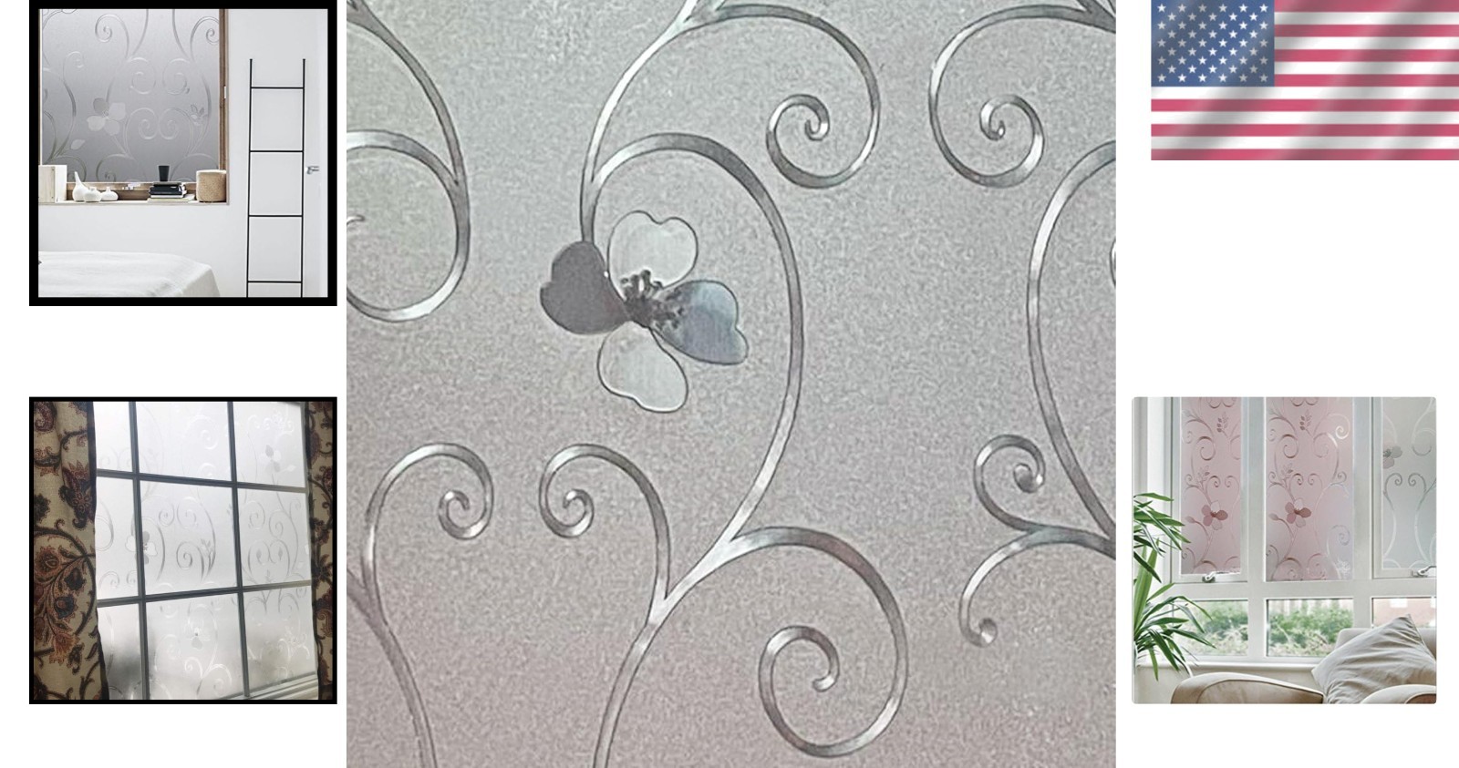 Frosted Window Privacy Film 17.7 x 78.7 Inches Flower Design for Home Office