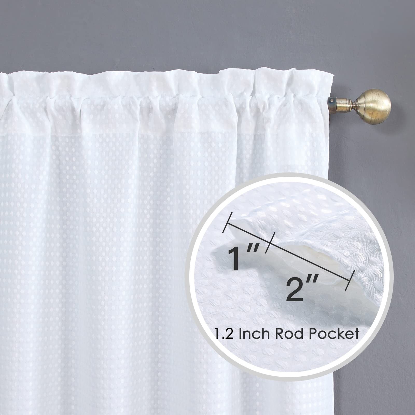 Home Queen White Water Resistant Bathroom Window Curtains,28WX45L Inch