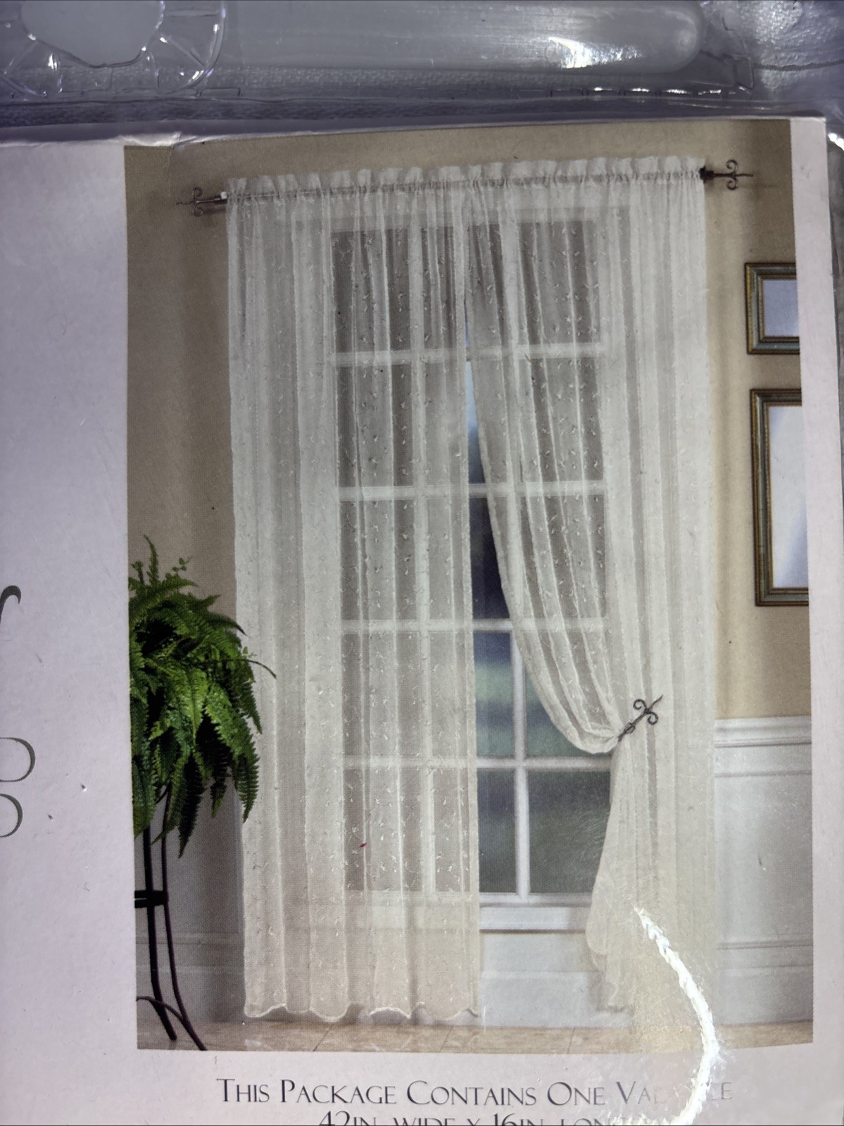4 Beacon Looms sheer Teardrop Valance Very 42” X 16” Voile Embroidered Scalloped