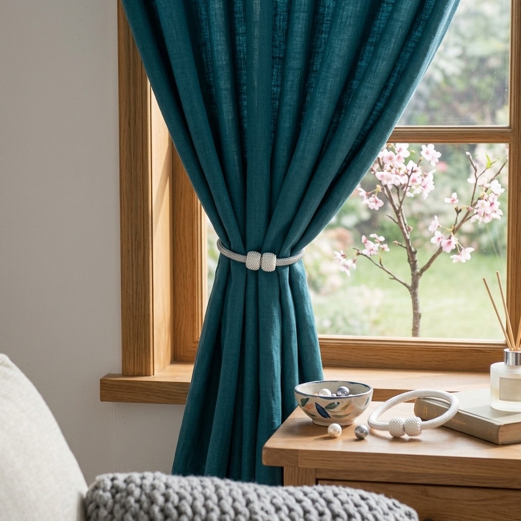 8Pcs Magnetic Curtain Tiebacks, 4 Gray & 4 White Pearl Decorative Holdbacks