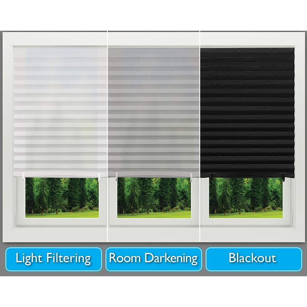 Redi Shade No Tools Original Blackout Pleated Paper 36″W x 72″H, Black