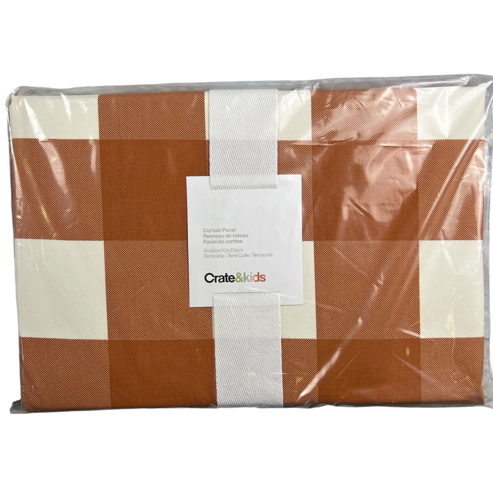 Crate & Kids Terracotta Buffalo Check Blackout Curtain Panels 44×84 Pair