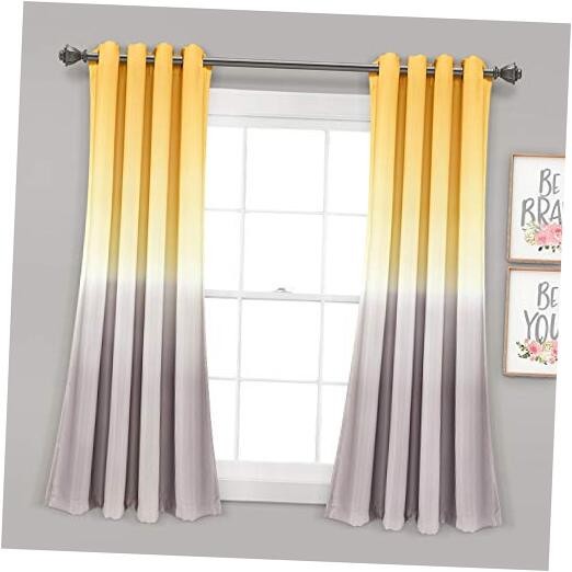 Umbre Fiesta Light Filtering Window 52″W x 63″L (Pack of 2) Yellow & Gray Pair