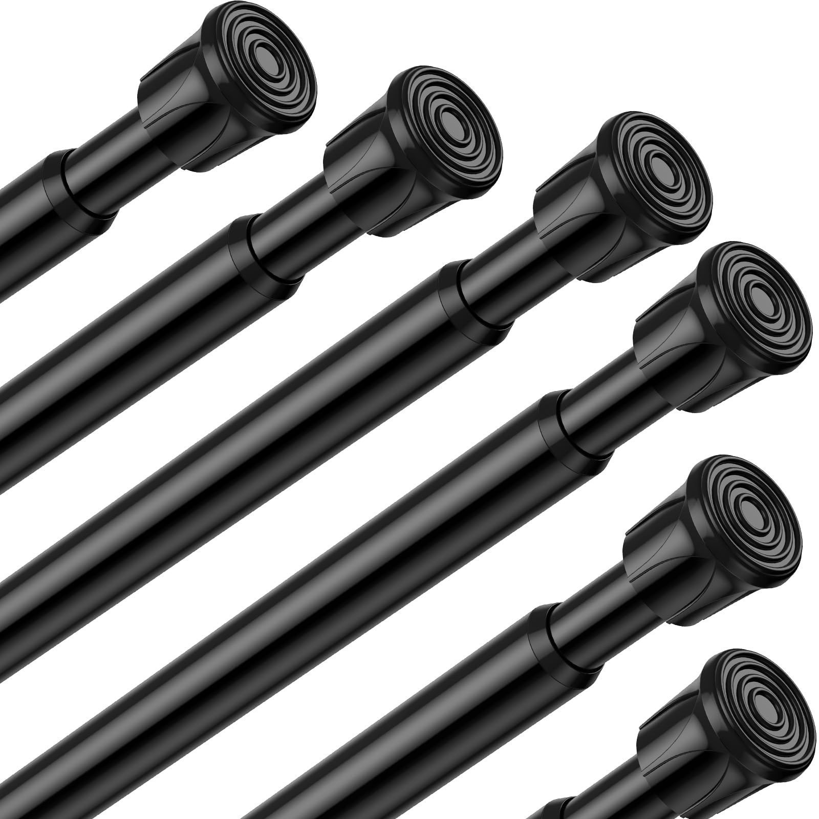 2 Pack Adjustable Black Spring Tension Curtain Rods 28-48 Inches