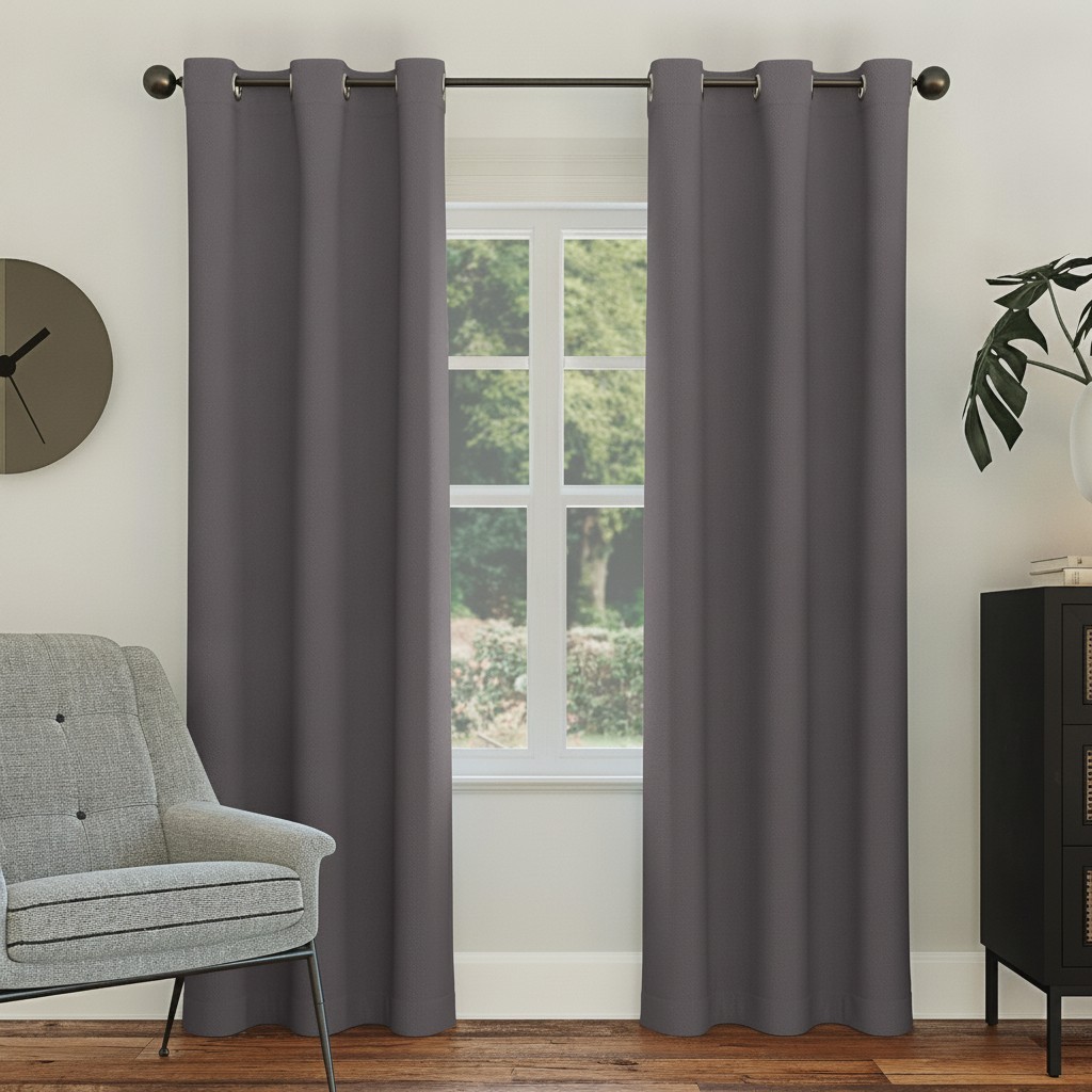 Easton Charcoal Gray Blackout Grommet Curtain Panel, 40”x84” – Energy Efficient