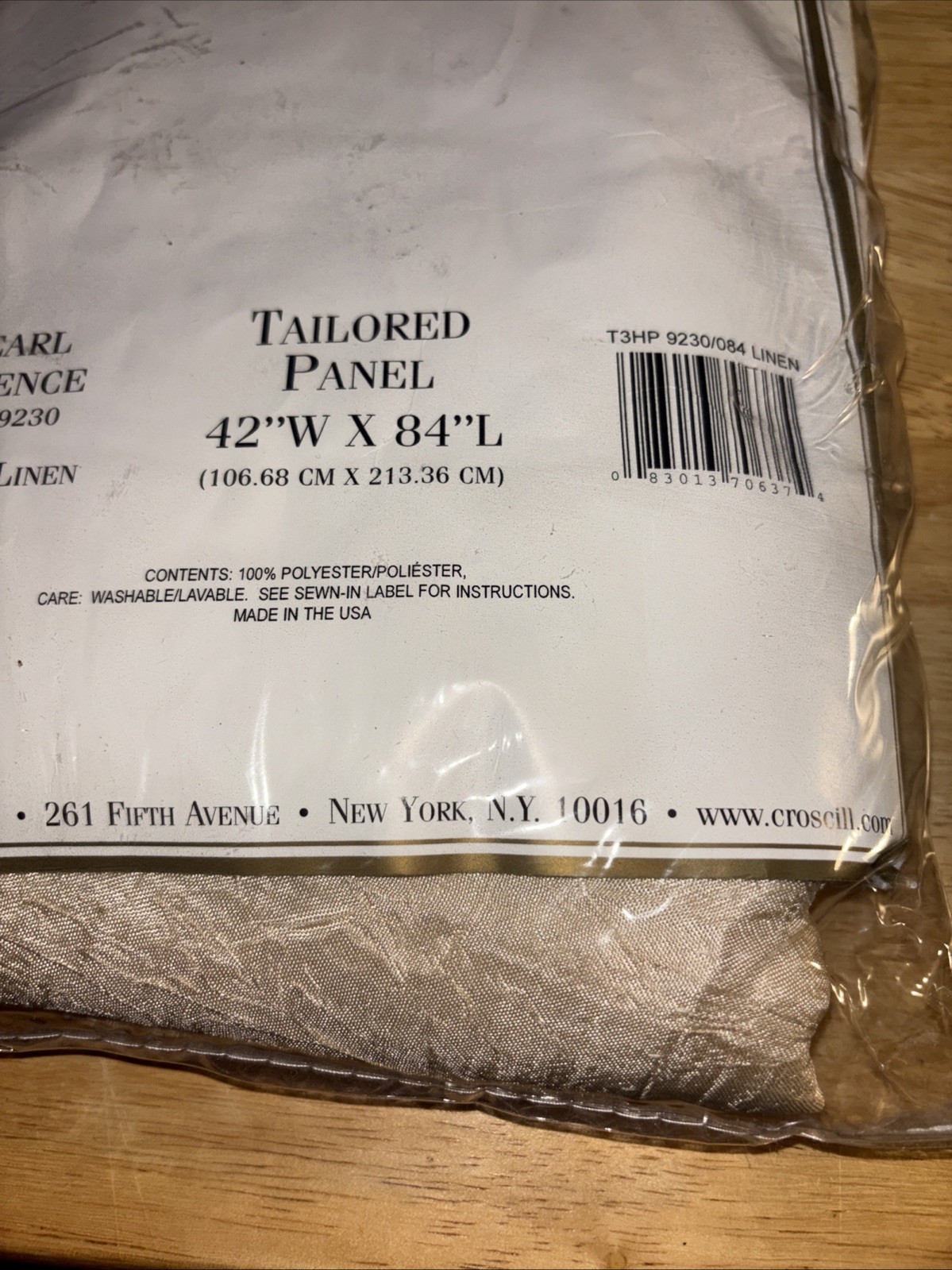 Tailored 3” Panel 42 X 84 “Pearl Essence” New Style 9230 Color: Linen USA MADE