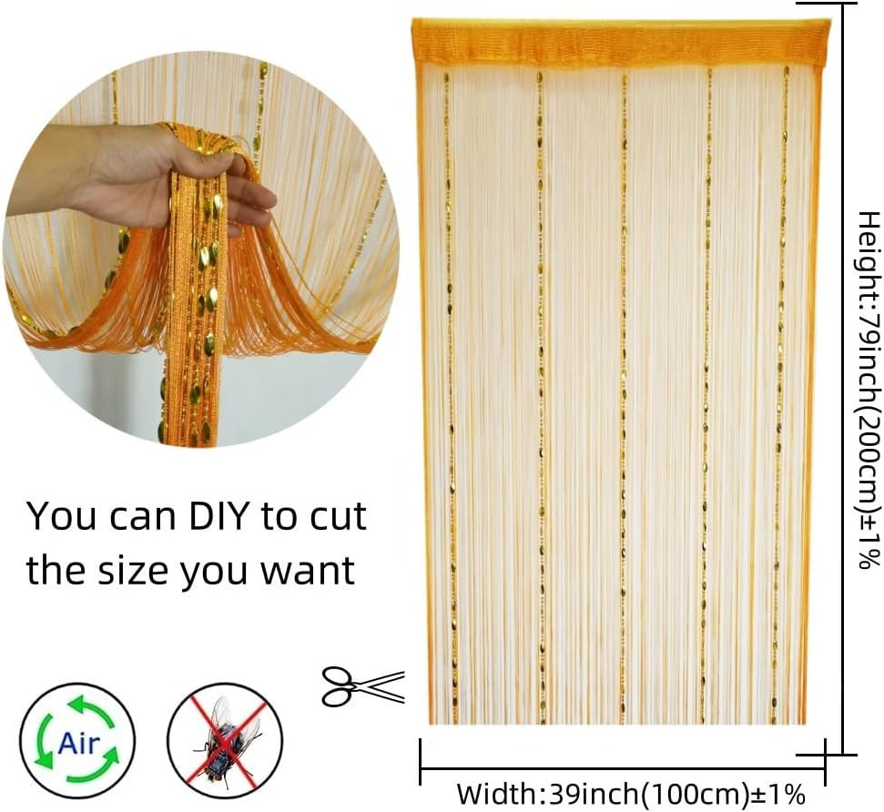 100cmX200cm Decorative Door String Curtain Beads Wall Panel Fringe Window Room D